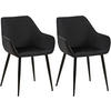 ARMLEHNENSTUHL 2er Set Samt schwarz - Schwarz, Textil/Metall (52/82/63cm) - CLP