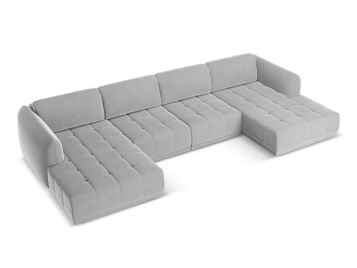 ECKSOFA mit Schlaffunktion Samt Stoff Grau - Dunkelgrau/Schwarz, Kunststoff/Textil (290/185cm) - Makamii