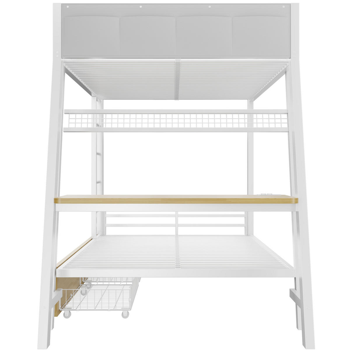 ETAGENBETT 90/200 cm mit Schreibtisch, Weiß - Weiß, Metall (90/200cm) - OKMYHOME