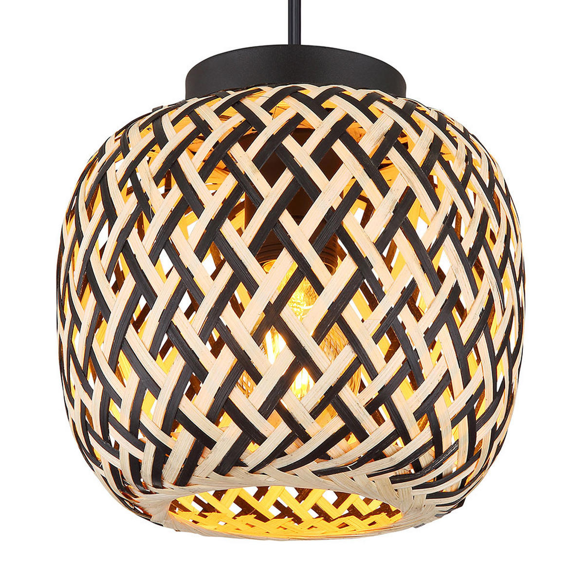 LED PENDELLEUCHTE Metall Bambus Braun - Braun, Holz (20/20/120cm) - Globo Lighting