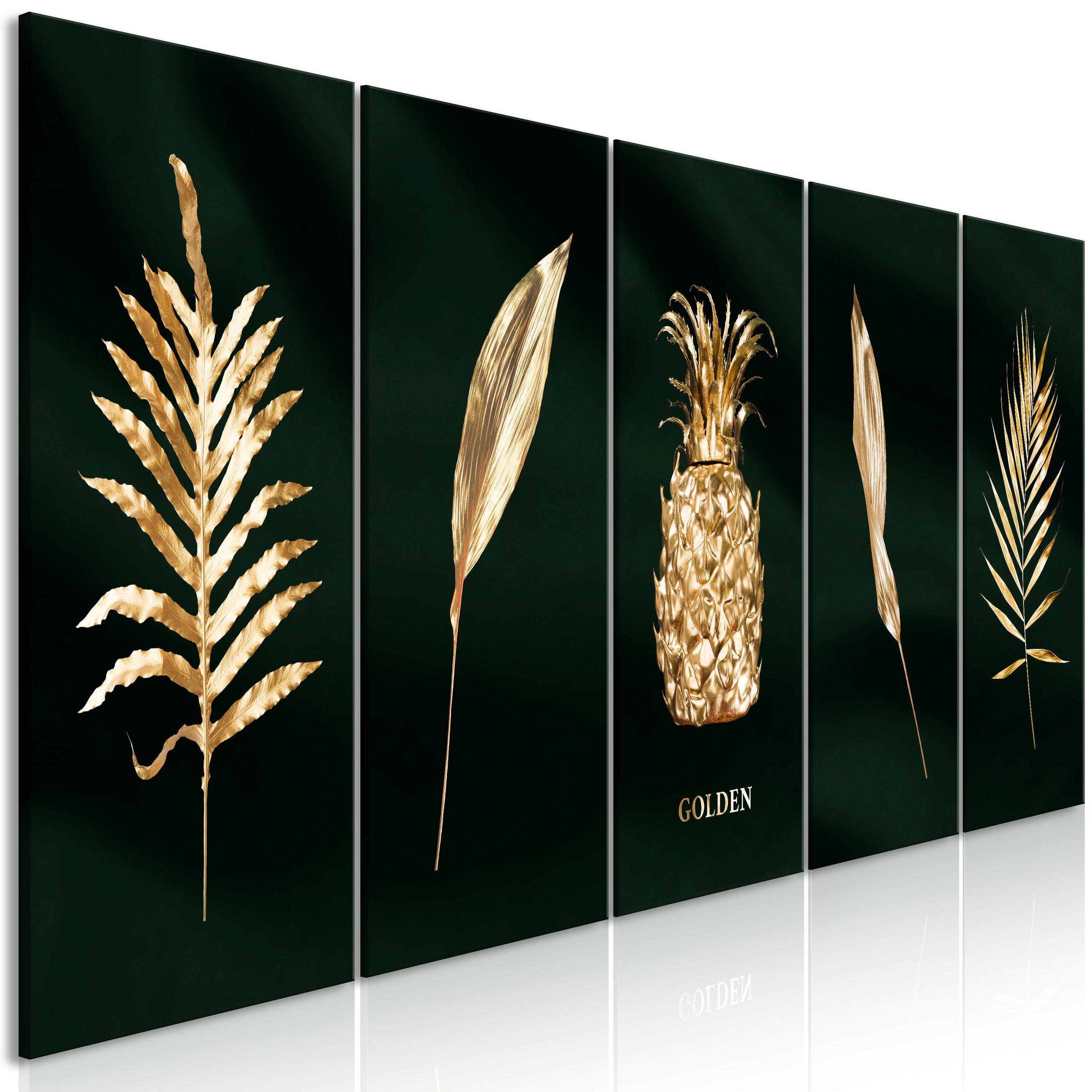 KUNSTDRUCK Gold 200/80 cm - Goldfarben/Grün, Textil (200/80cm) - KUNSTLOFT