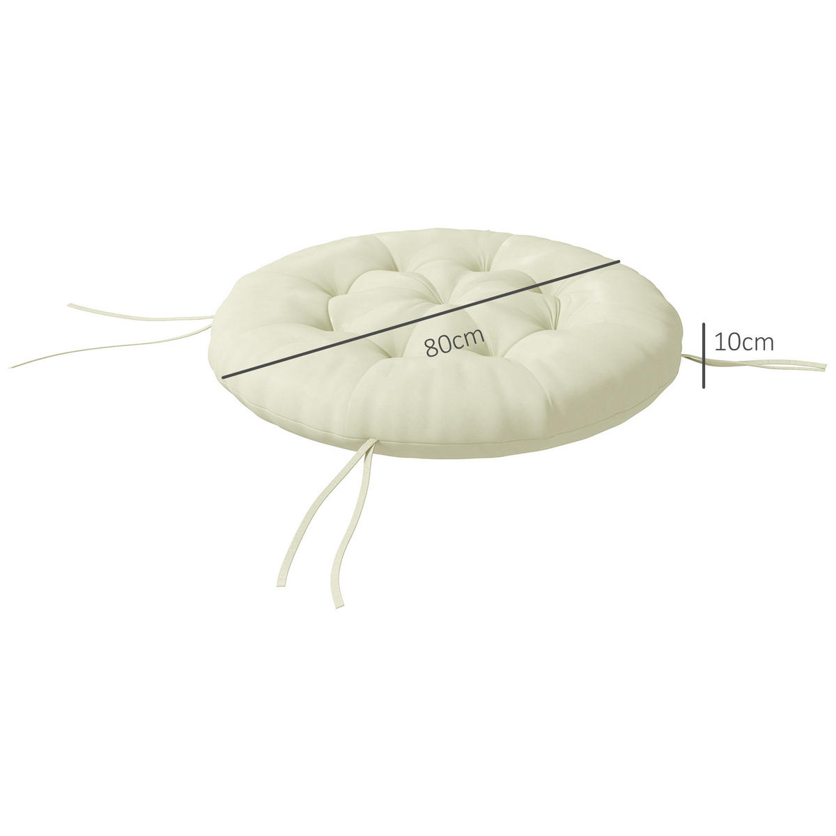 SITZKISSEN, Polyester, Beige - Beige, Kunststoff (80/10/80cm) - Outsunny