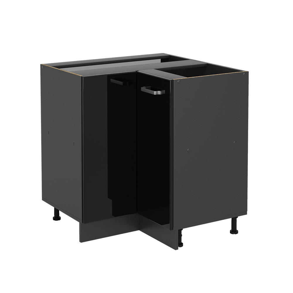 ECKUNTERSCHRANK R-Line Schwarz Hochglanz 75.6 cm ohne AP - Schwarz Hochglanz/Anthrazit, Holzwerkstoff (75.6/81.6/46cm) - Vicco