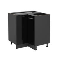 ECKUNTERSCHRANK R-Line Schwarz Hochglanz 75.6 cm ohne AP - Schwarz Hochglanz/Anthrazit, Holzwerkstoff (75.6/81.6/46cm) - Vicco
