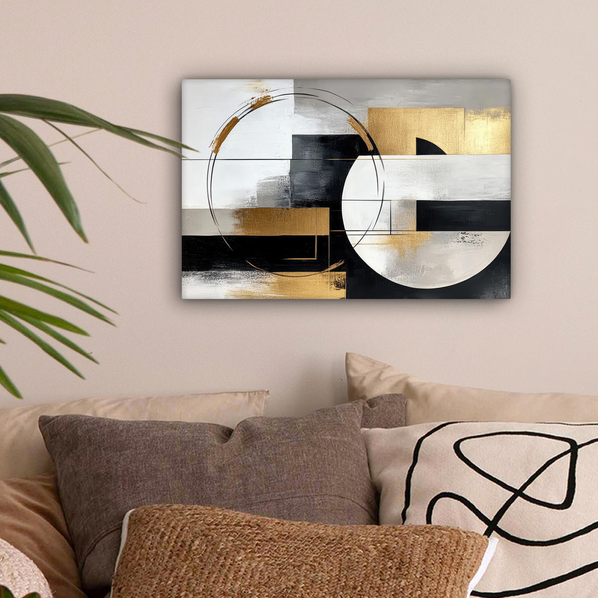 LEINWANDBILD - Abstrakt - Gold - Silber - Formen - Ästhetik - 30x20 - Deko XXL - Multicolor, Textil (30/20cm) - MuchoWow