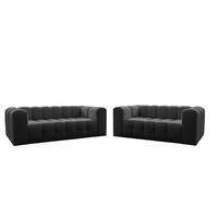 SOFASET Solvie 3-4 In Moly - Anthrazit, Holzwerkstoff/Textil (250/75/106cm) - Fun Möbel