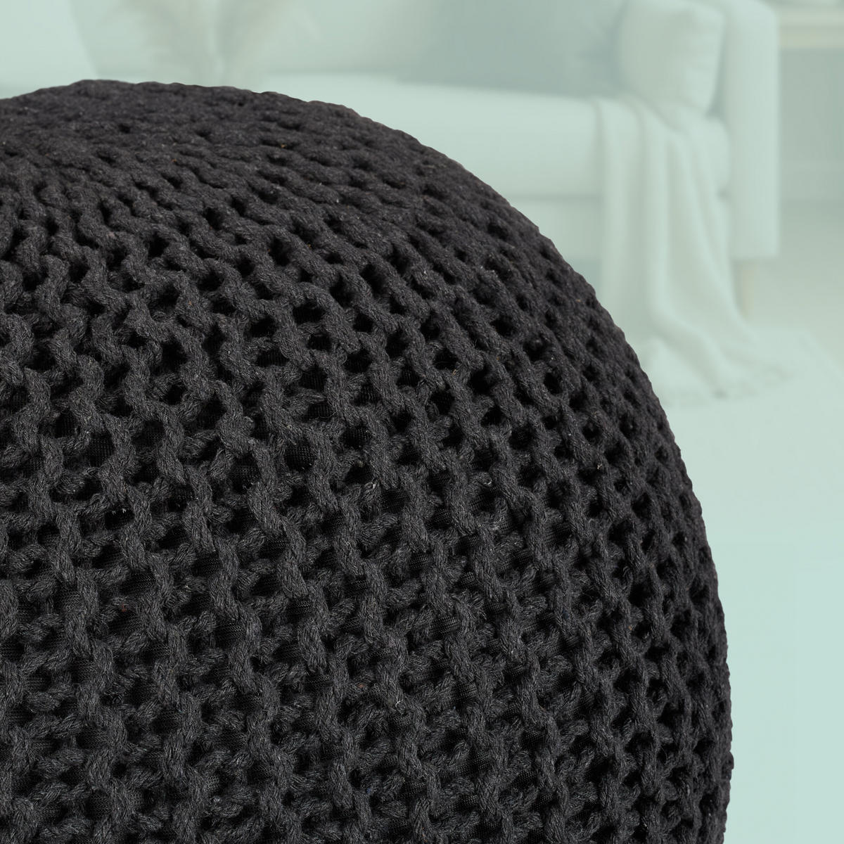 STRICKPOUF - Dunkelgrau/Anthrazit, Kunststoff/Textil (46/33/46cm) - Relaxdays