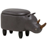 TIERHOCKER Rhino 32/60/35 cm - Grau, Kunststoff/Textil (60/35/32cm) - Beliani