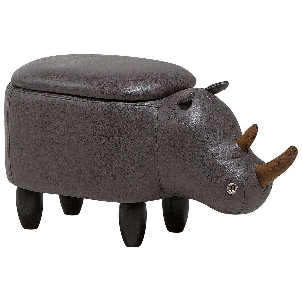 TIERHOCKER Rhino 32/60/35 cm - Grau, Kunststoff/Textil (60/35/32cm) - Beliani