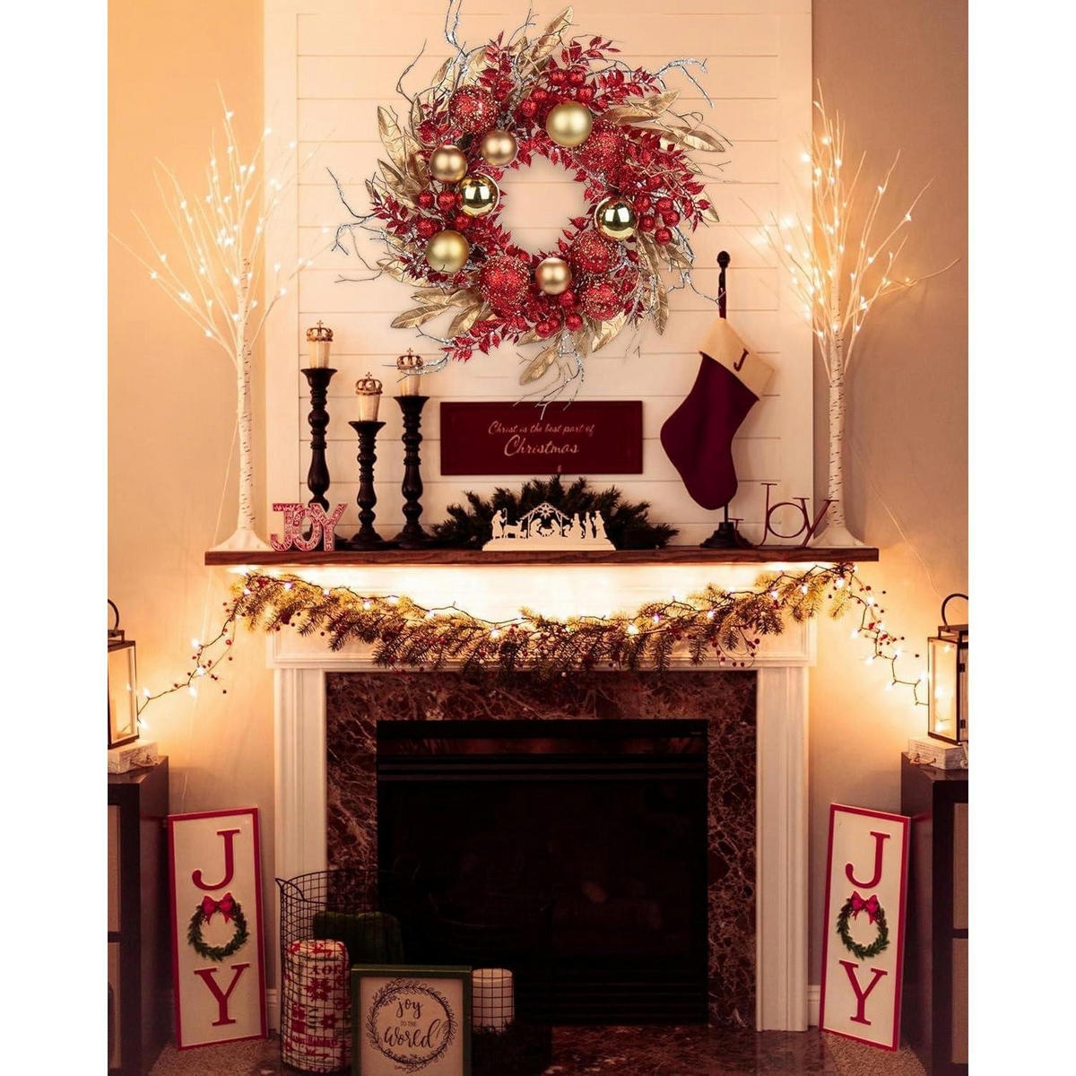 WEIHNACHTSKRANZ mit Kugeln und Zweigen Ø 40 cm - Multicolor, Kunststoff (13cm)