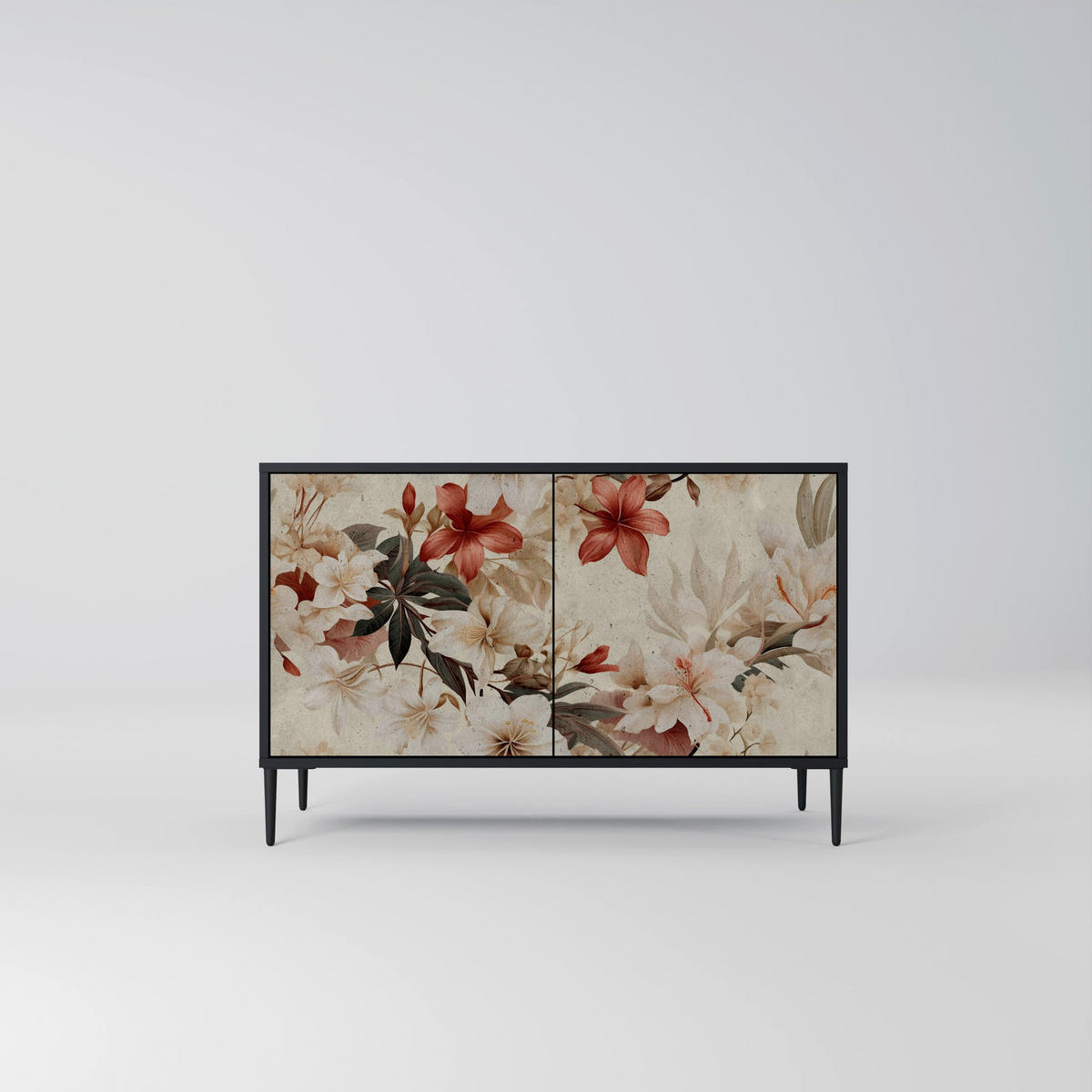 SIDEBOARD PETAL HARMONY, Eicheneffekt, 111x42x77,5 cm, 2 Türen - Eichefarben/Buchefarben, Holzwerkstoff/Buchenholz (111/77.5/42cm) - SpaceRebels