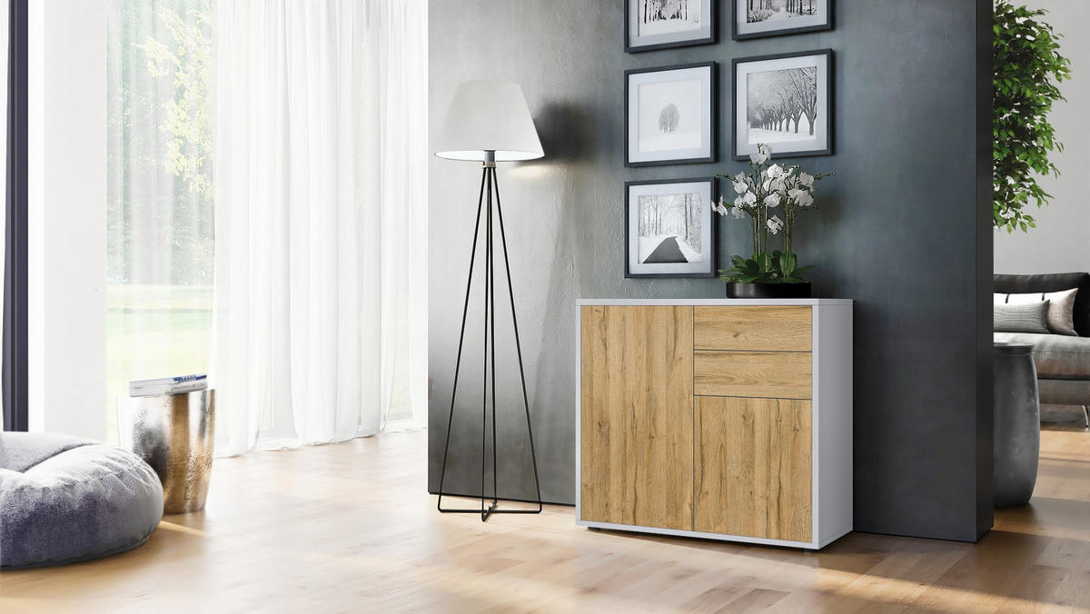 KOMMODE Ben Front in Eiche Natur - Eichefarben, Holzwerkstoff (79/74/36cm) - Vladon