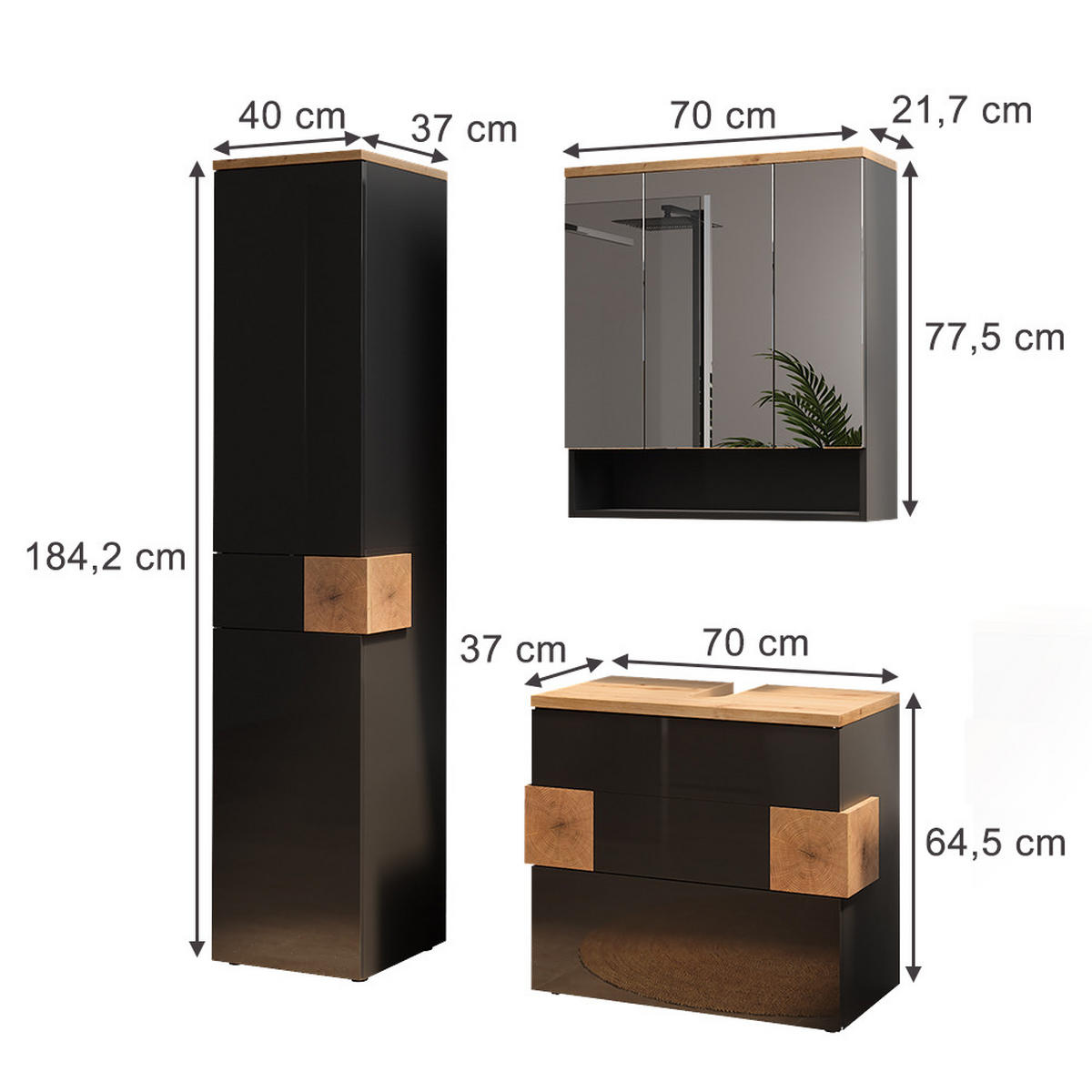 Anthrazit, Holzwerkstoff (70/64.5/37cm) - Vicco