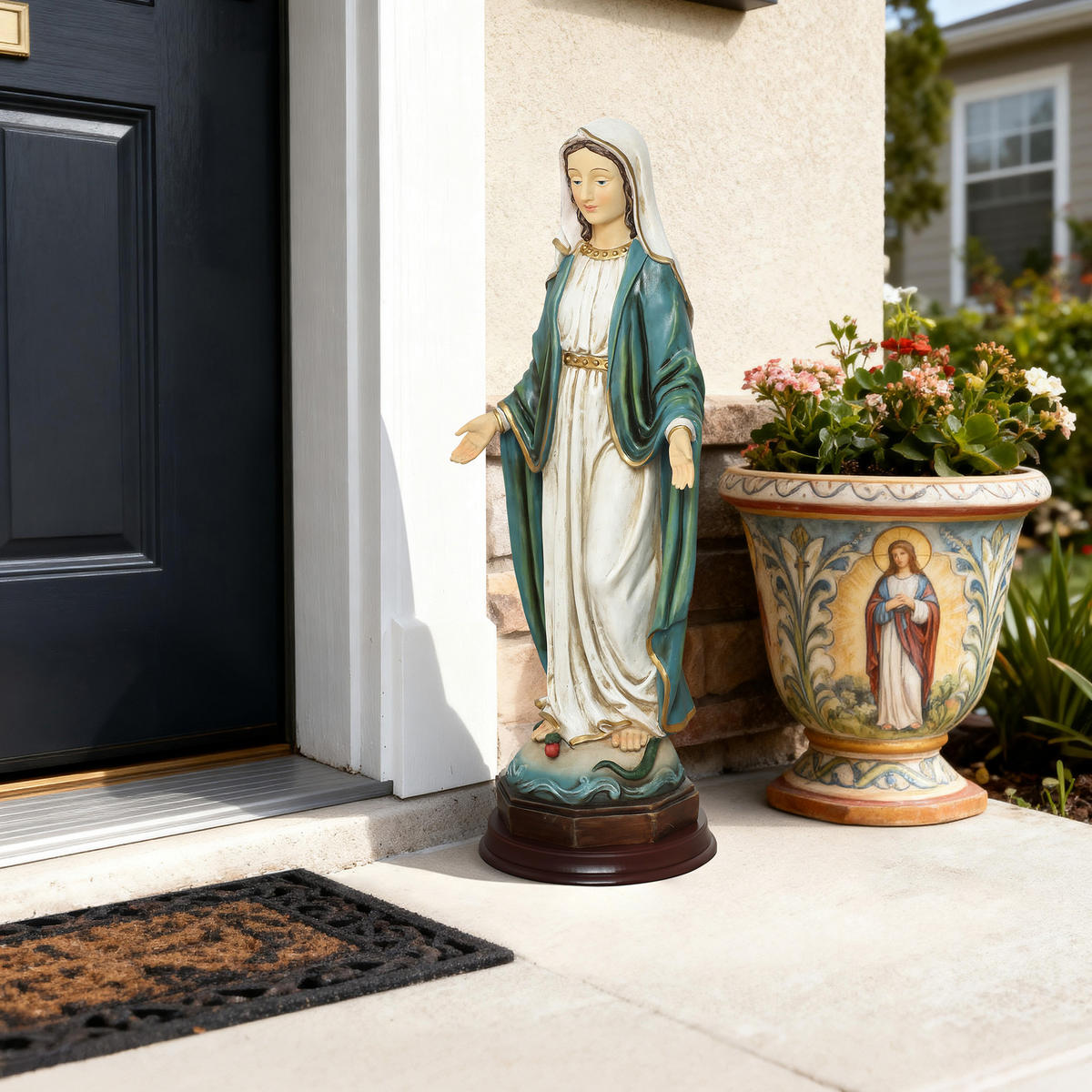 STANDSKULPTUR Heilige Maria, große Gebetsstatue | B24.5 x T20.5 x H63.5 cm - Multicolor, Kunststoff (24.5/63.5/20cm) - Hometopia