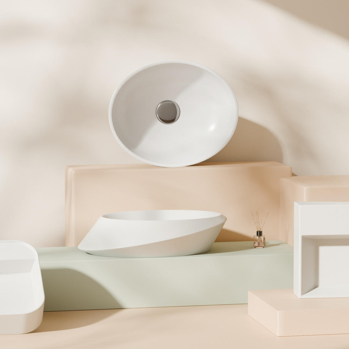 WASCHBECKEN mit pflegeleichter Oberfläche Weiß 41,5 / 33,5 / 13 cm - Weiß Hochglanz, Keramik (33.5/13/41.5cm) - EMKE