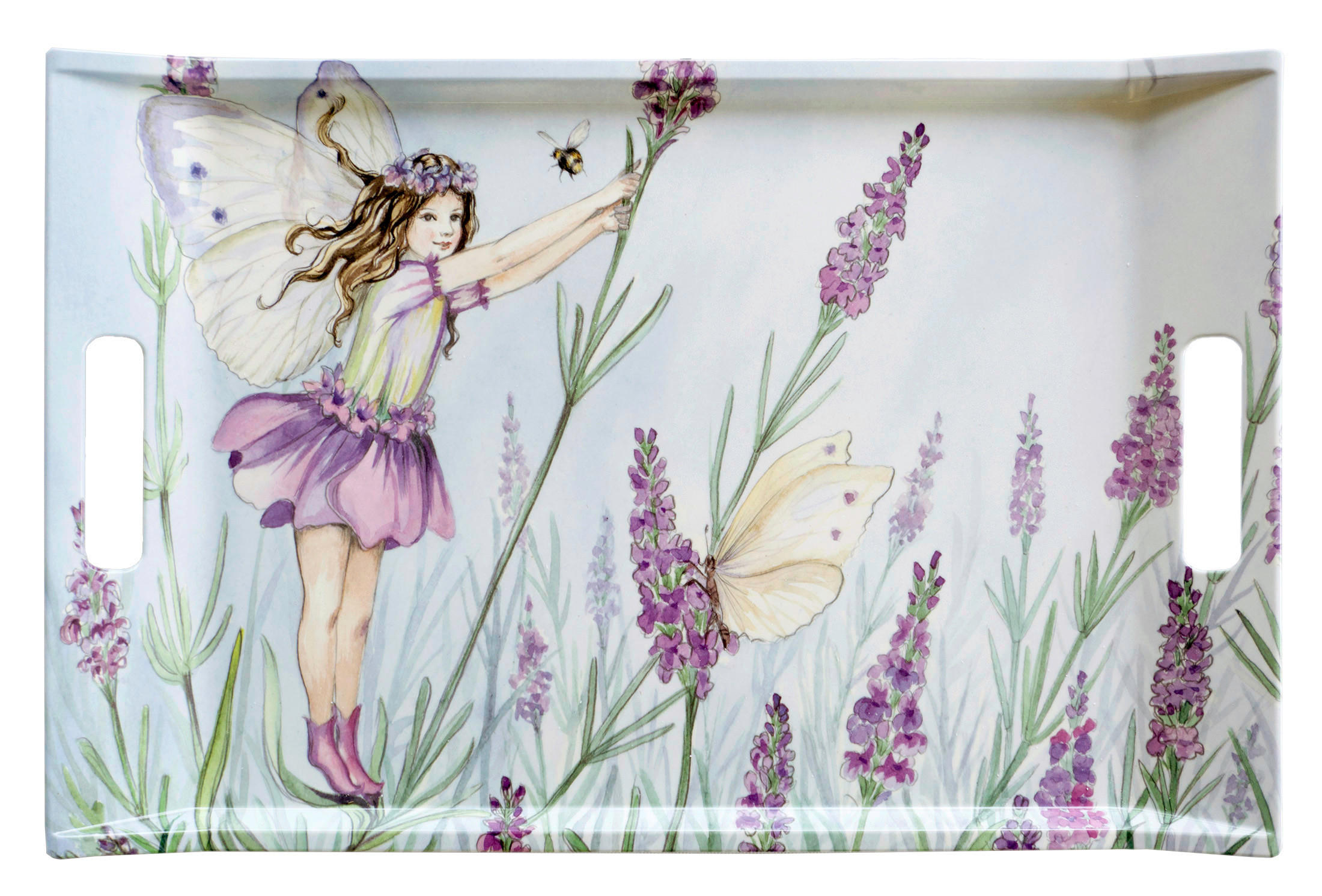 TABLETT Elfe, rechteckige Serviertablett mit Griff 38x27 cm - Lila, Kunststoff (27/3/38cm) - Lashuma