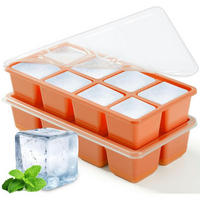 EISWÜRFELFORM 2-teiliges Set mit Deckel 4,5 cm - Orange, Kunststoff (10/5/20cm)