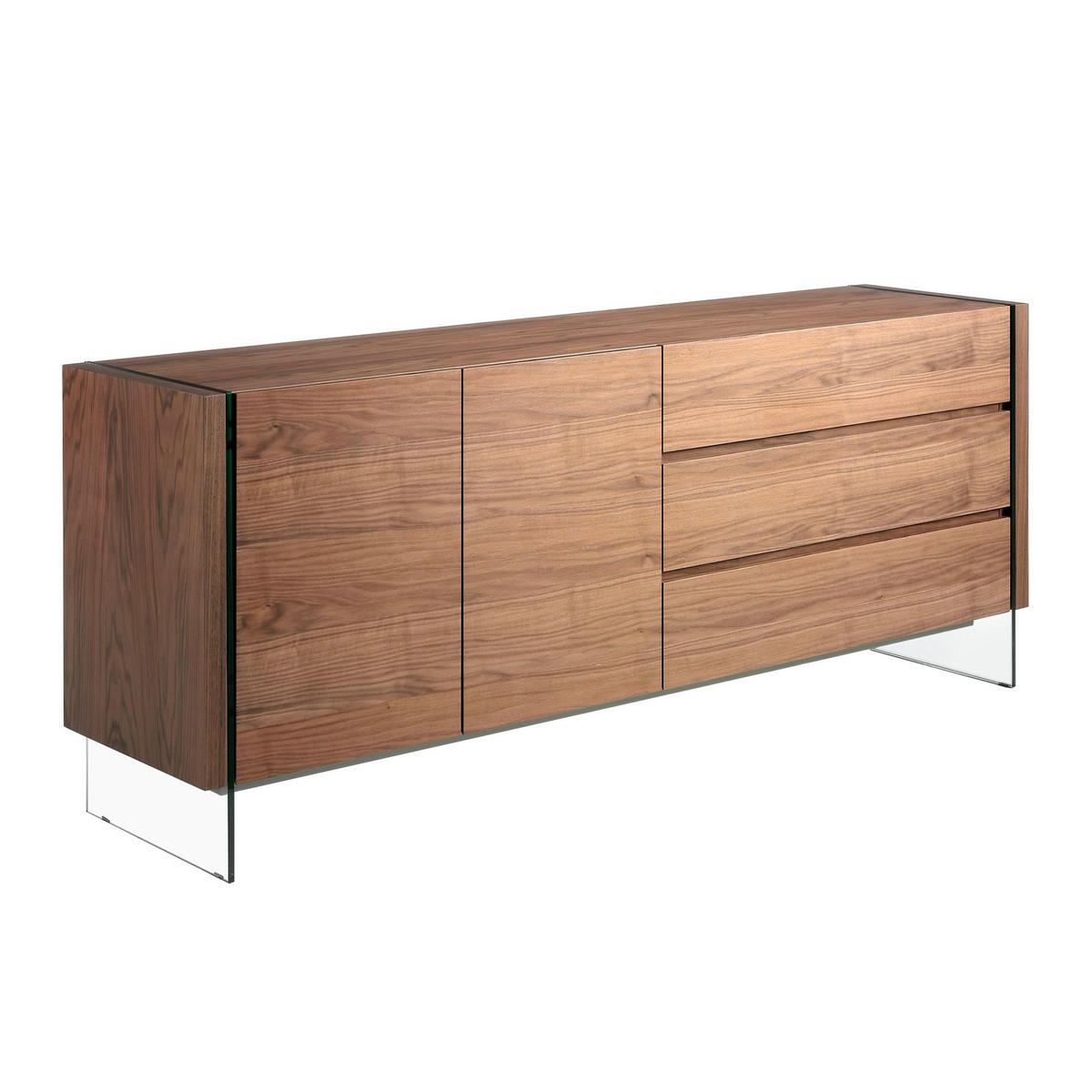 SIDEBOARD Sideboard aus Nussbaum und gehärtetem Glas 188/45/75 cm - Transparent/Walnussfarben, Glas/Holz (188/75/45cm) - ANGEL CERDA