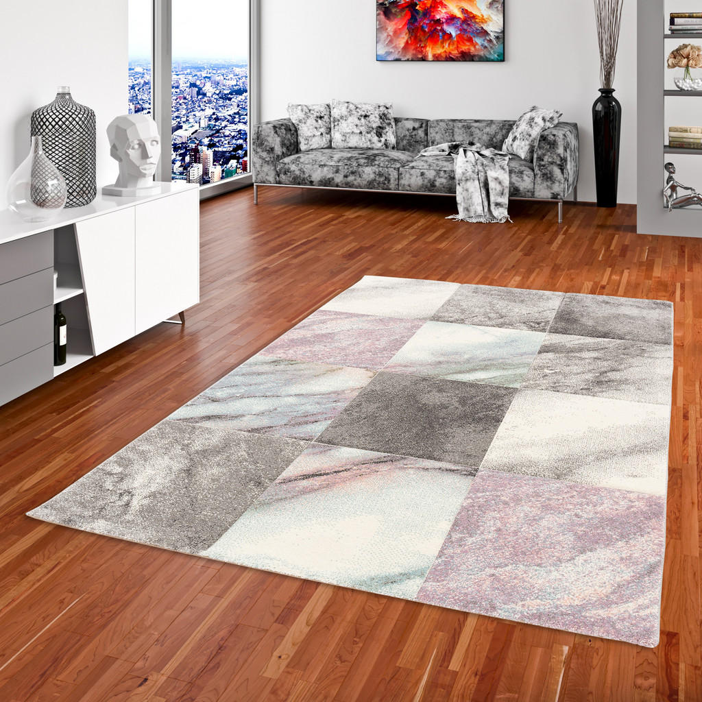 Thumbnail - Pergamon Designer, Grau, Rosa, Textil, 140x200 cm, Teppiche & Böden, Teppiche