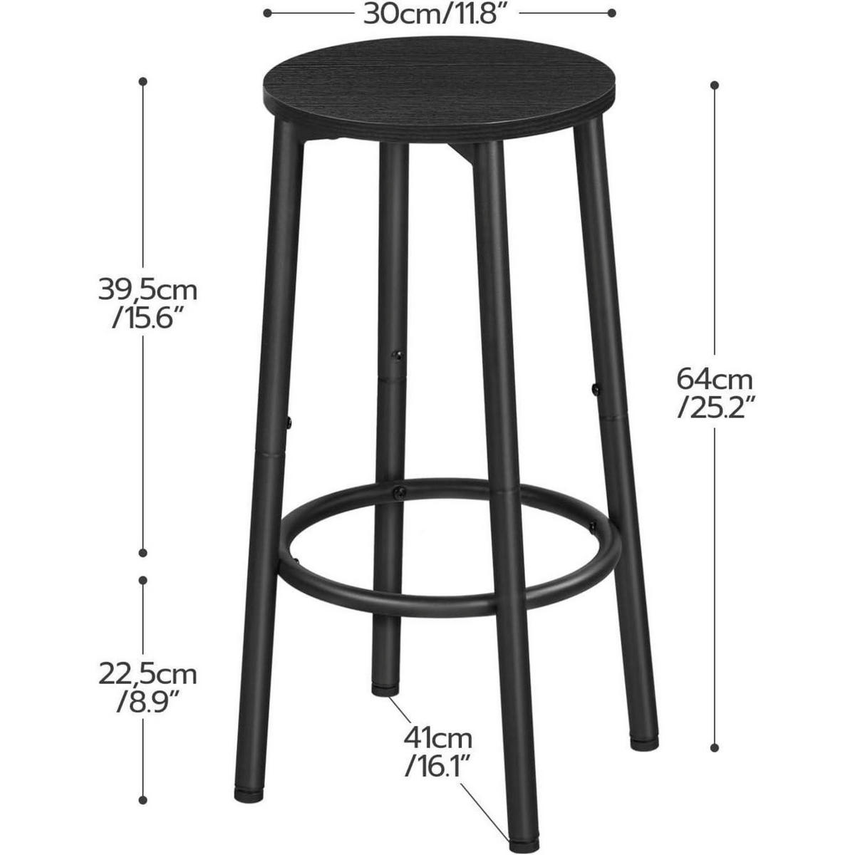 BARHOCKER 2er-Set Schwarz 64 cm - Schwarz, Holzwerkstoff (40/63/28cm)