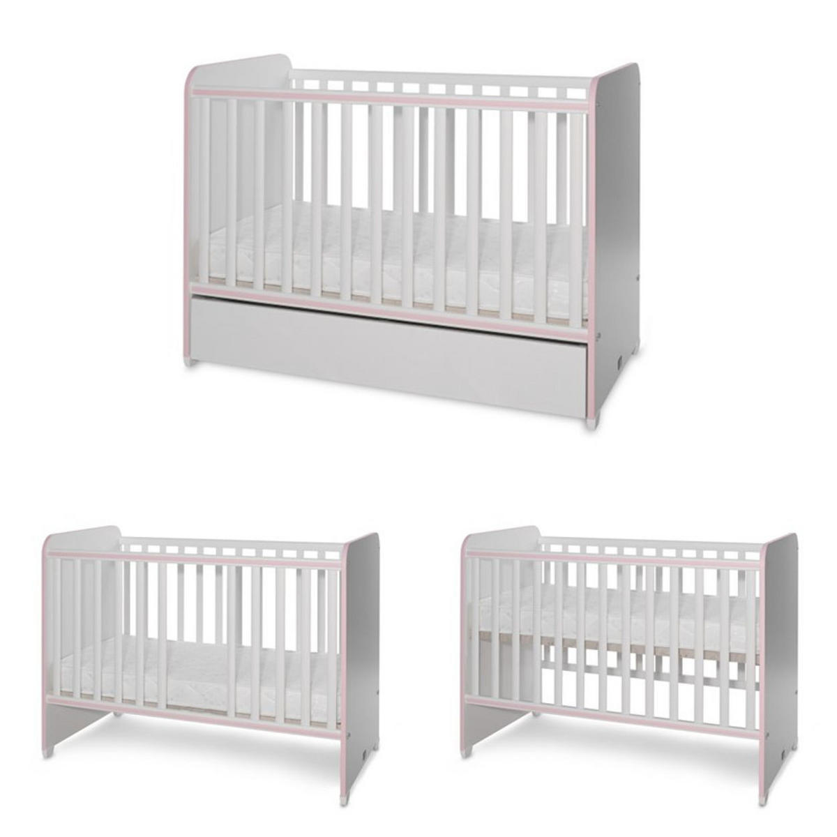 BABYBETT Sweet Dream 120 x 60 cm pink 120 x 60 cm, 2 Ebenen, Schlupfsprossen, Melamin, ohne Matratze - Rosa, Holzwerkstoff (60/120cm) - Lorelli