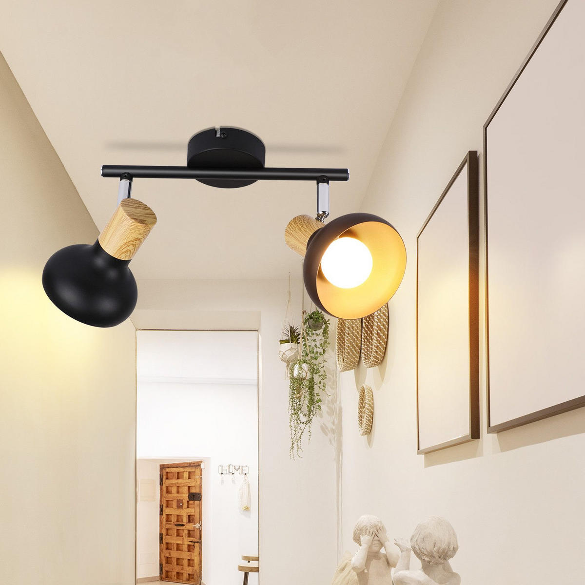 DECKENLEUCHTE Ledbetter 25.5/11/15.5cm - Schwarz, Metall (25.5/11/15.5cm) - Nettlife