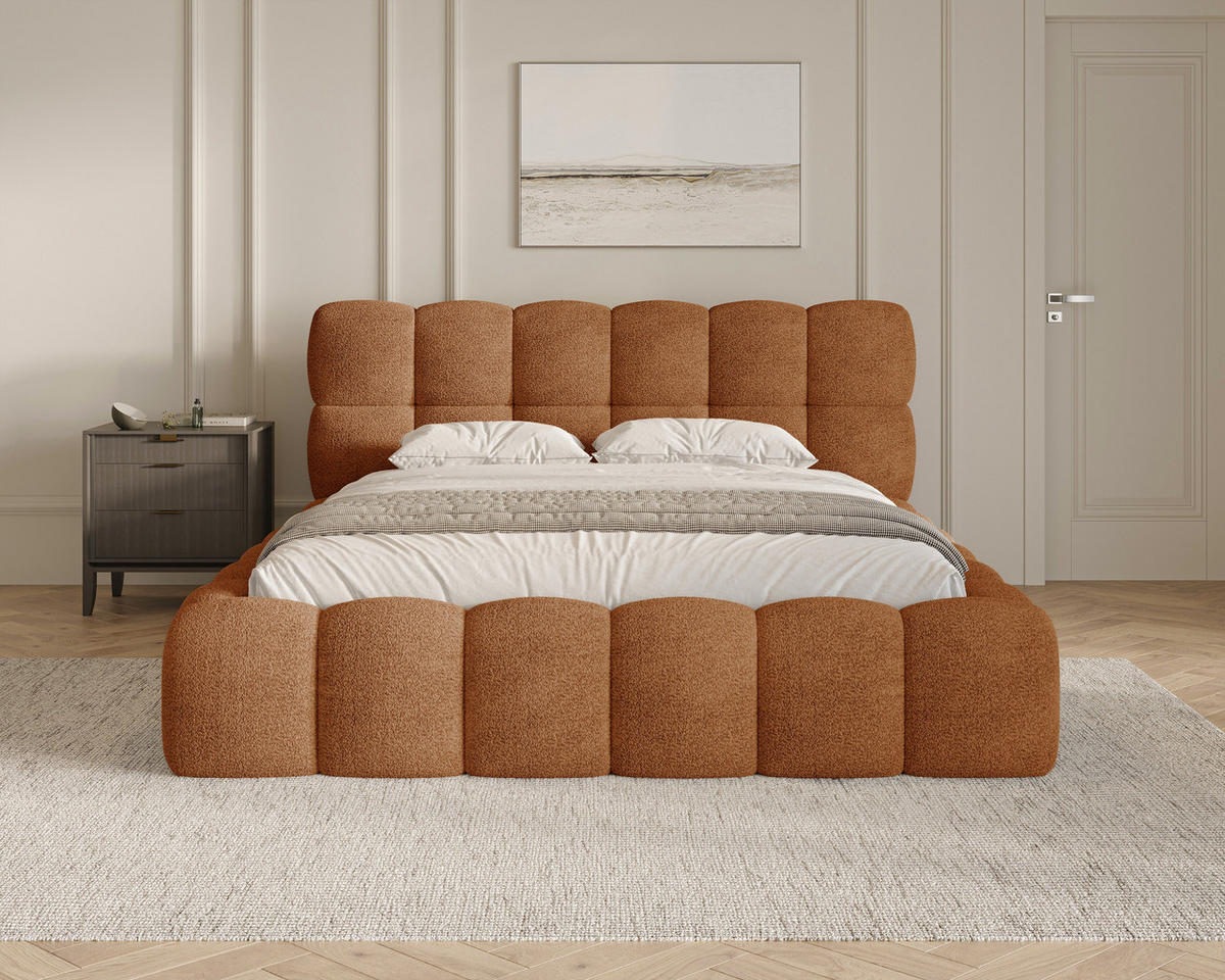 POLSTERBETT 19 - 140x200 cm – Arena – Bett mit Federmechanismus und Stauraum - Terracotta, Holz (140/200cm) - ROYAL24_MARKT