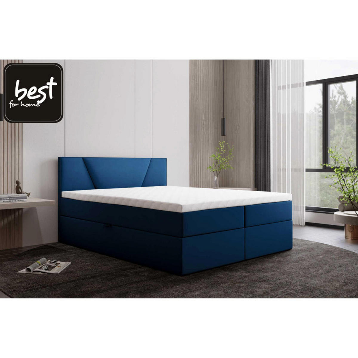 BOXBETT Jubilee Bonellfederkern inkl. Topper - Blau, Holz/Holzwerkstoff (140/200cm) - Best For Home
