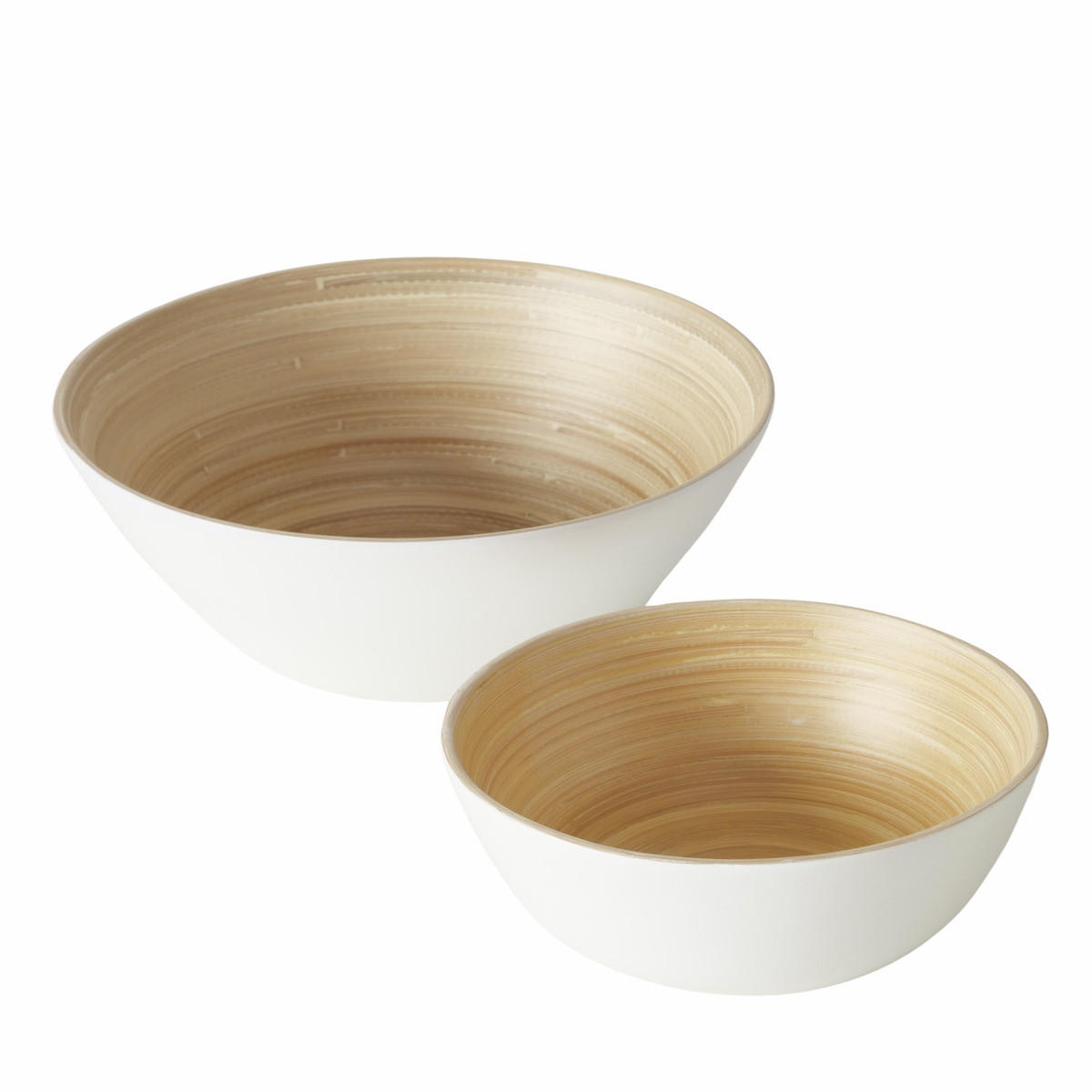 SCHÜSSELN Bambo Ø 7-10 cm 2er-Set - Weiß, Naturmaterialien (25cm) - Boltze Home