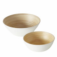 SCHÜSSELN Bambo Ø 7-10 cm 2er-Set - Weiß, Naturmaterialien (25cm) - Boltze Home