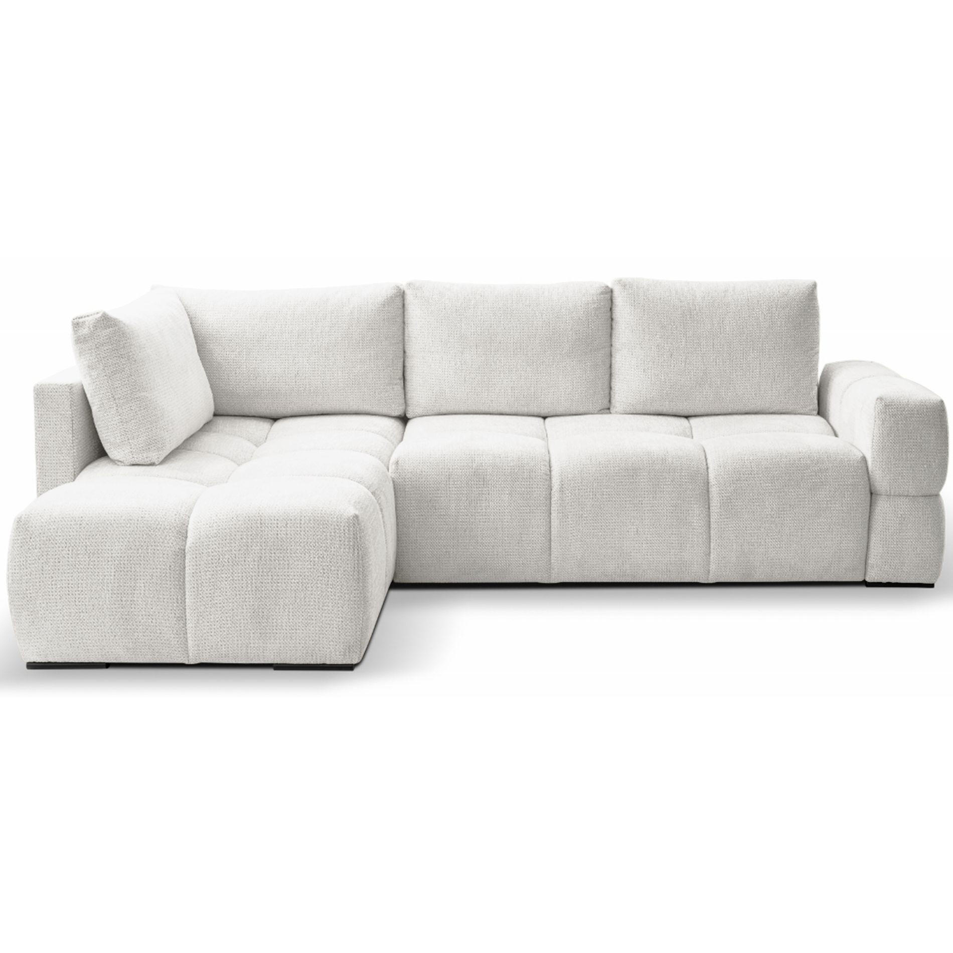 ECKSOFA Taremi mit Chenillebezug Weiß, beidseitig - Schwarz/Weiß, Textil (267/185cm) - Selsey