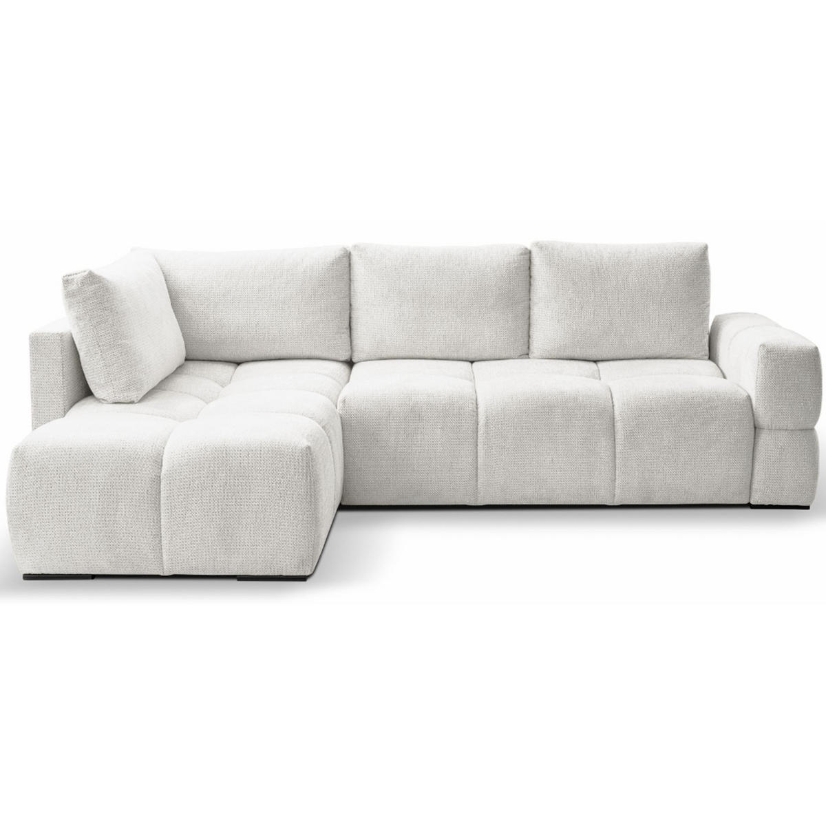 ECKSOFA Taremi mit Chenillebezug Weiß, beidseitig - Schwarz/Weiß, Textil (267/185cm) - Selsey