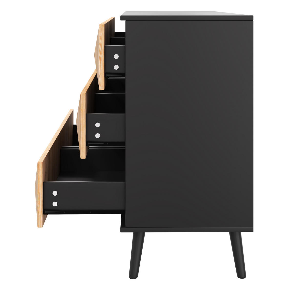 SIDEBOARD Schwarz Holzoptik erhabene Türen modern - Multicolor, Holzwerkstoff (40/85/120cm) - FLIEKS