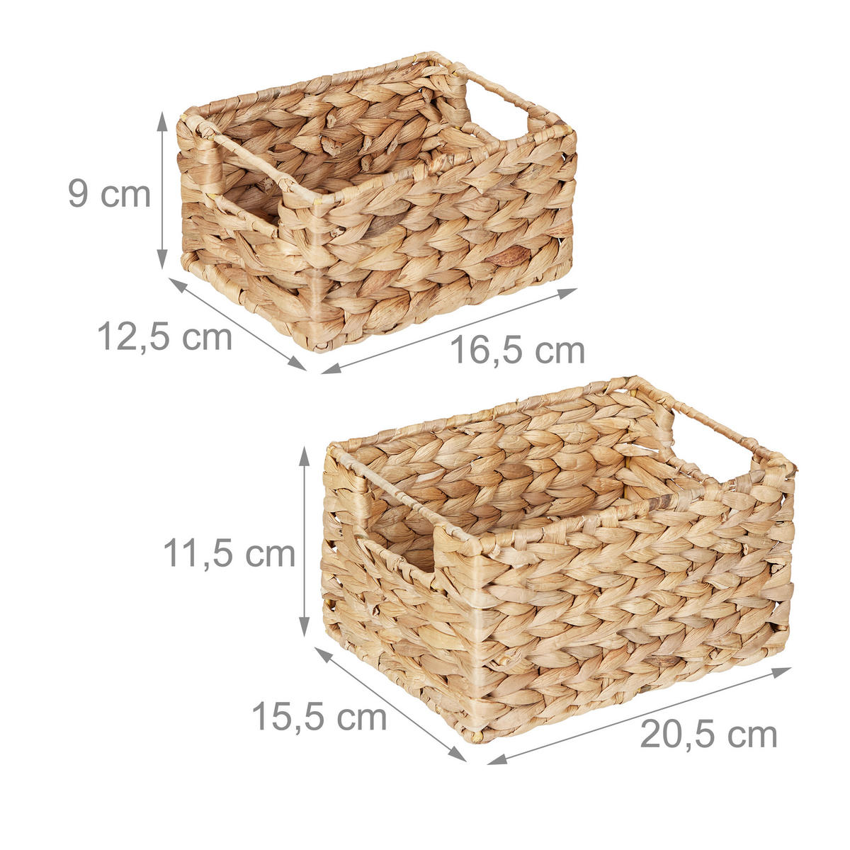 2-TLG.AUFBEWAHRUNGSKORB-SET - Hellbraun, Textil/Metall (20.5/15.5/11.5cm) - Relaxdays