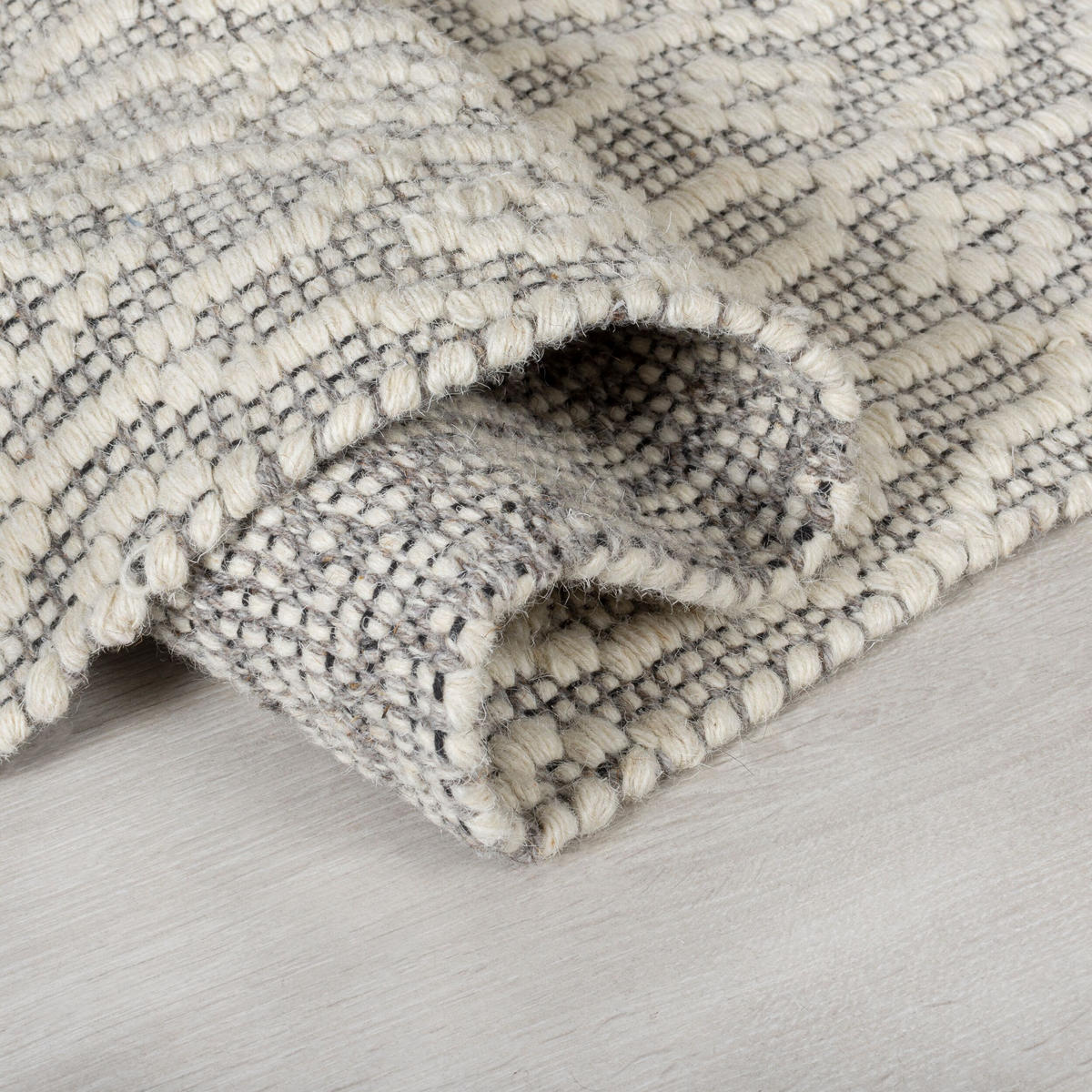 WOLLTEPPICH Zeitlos-Design, handgewebt, grau-elfenbein ROTHER, Grau-Beige 120x170 cm - Grau, Textil (120/170cm) - KADIMA DESIGN