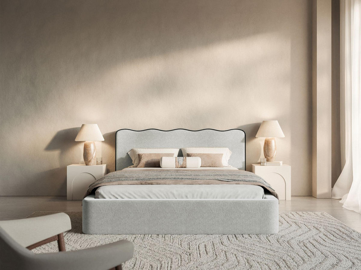 POLSTERBETT Duney Hellgrau Strukturstoff mit Bettkasten 140x200 cm - Hellgrau, Textil (140/200cm) - Selsey