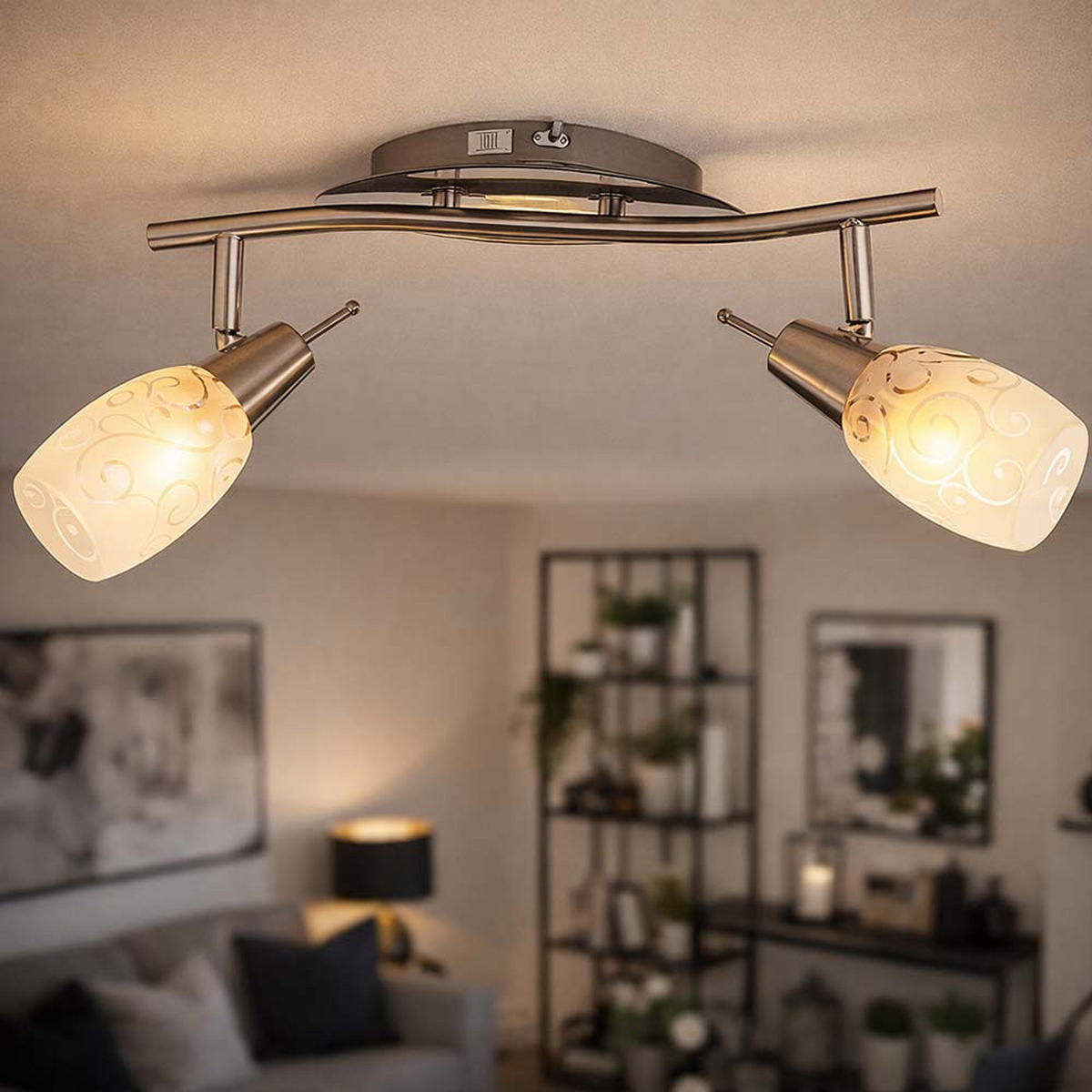 LED DECKENLEUCHTE Edelstahl Silber - Silberfarben, Glas (35/8/17cm) - Globo Lighting