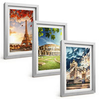 BILDER SET 3er Set - 20x30 cm Silberner Rahmen - Denkmäler Europas - Silberfarben, Kunststoff (20/30cm) - TULUP