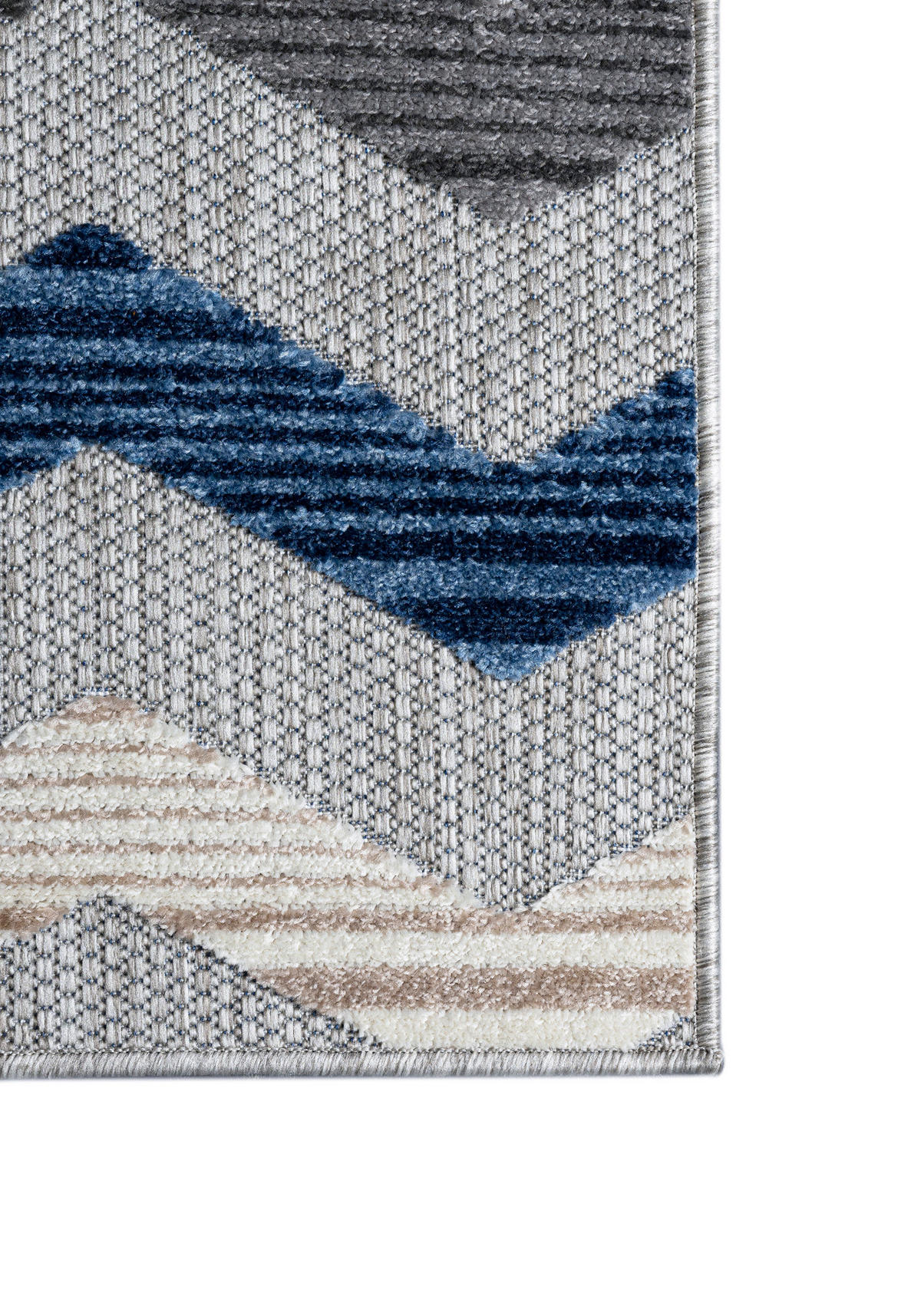TEPPICH Outdoor Bunte Chevron Geometrisch Kurzflor Rechteckig - 140x200 cm - Hellgrau, Textil (140/200cm) - Mazovia