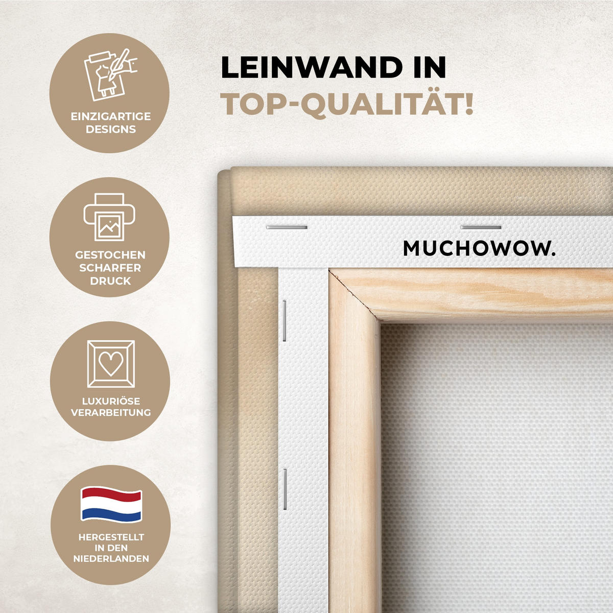 LEINWANDBILD Landschaft - Japandi - Vogel Groß 140x90 cm - Beige, Textil (140/90cm) - MuchoWow