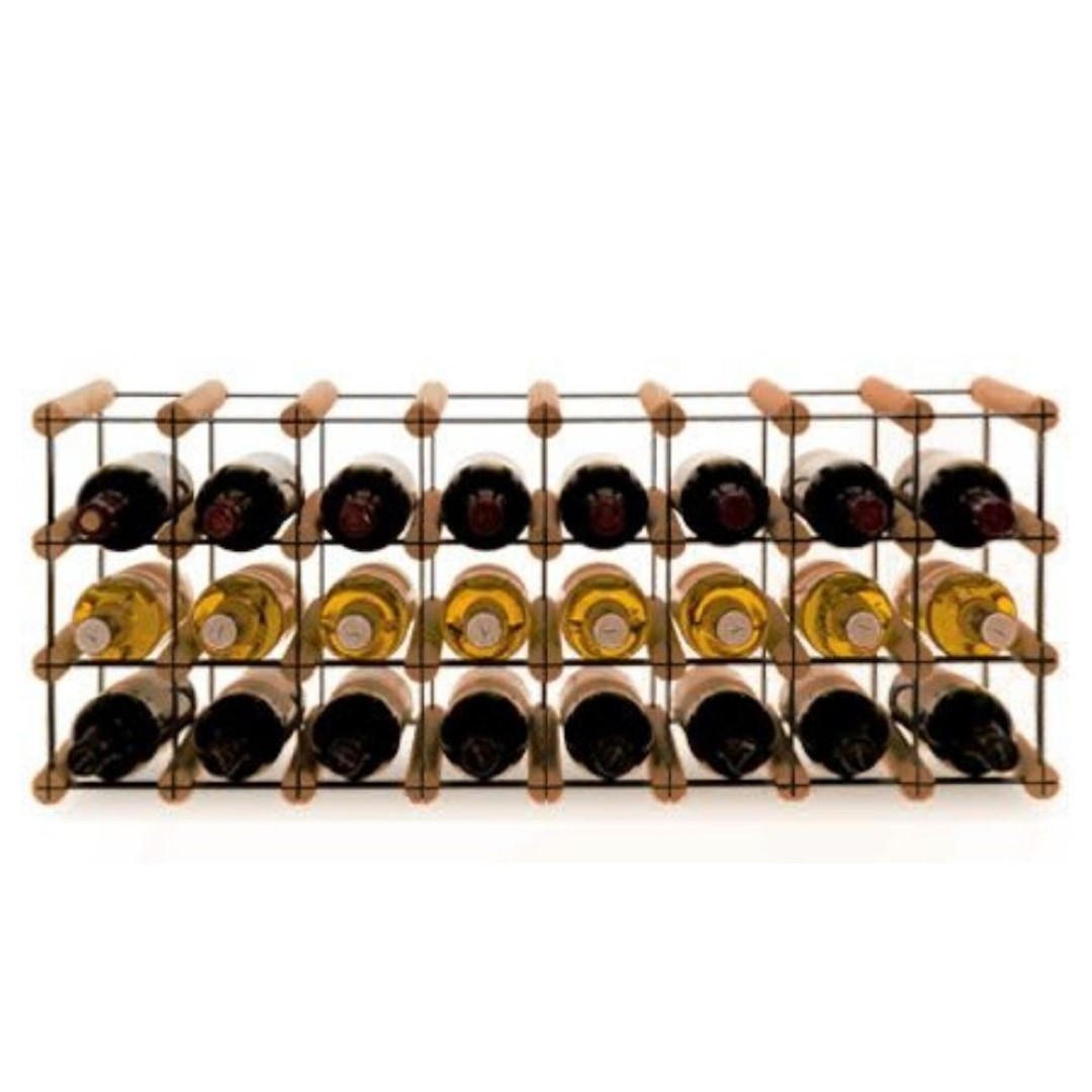 WEINREGAL Vinotega Mod Metal 32,5x82,5x24,5 cm 8x3 Flaschen Massives Kiefernholz Braun Geölt - Braun, Holz (82.5/32.5/24.5cm) - PROREGAL