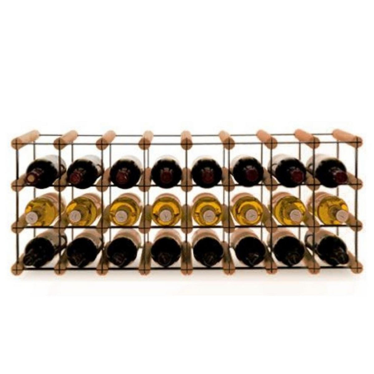 WEINREGAL Vinotega Mod Metal 32,5x82,5x24,5 cm 8x3 Flaschen Massives Kiefernholz Braun Geölt - Braun, Holz (82.5/32.5/24.5cm) - PROREGAL