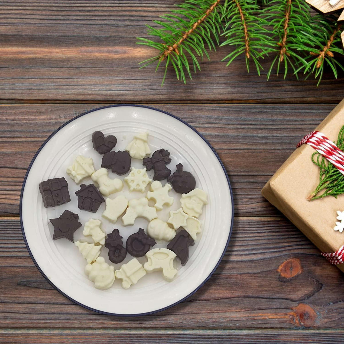 SCHOKOLADENFORM Weihnachten Silikon 25 Mulden Antihaftbeschichtet - Braun, Kunststoff