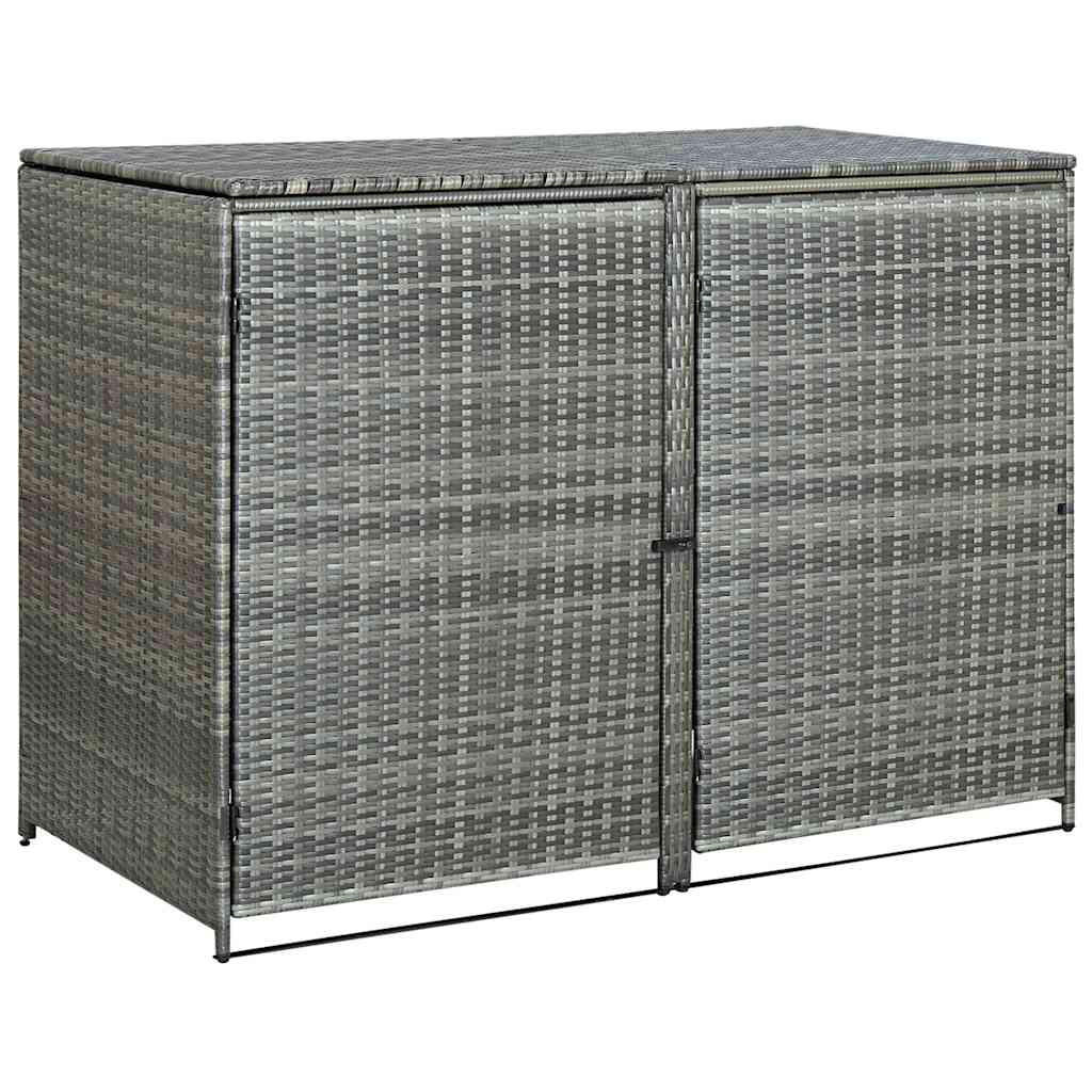 2ER Mülltonnenbox TRIE aus Rattan | 111x148x80cm Anthrazit | Für 2 Tonnen - Anthrazit, Kunststoff (148/111/80cm) - DELUKE