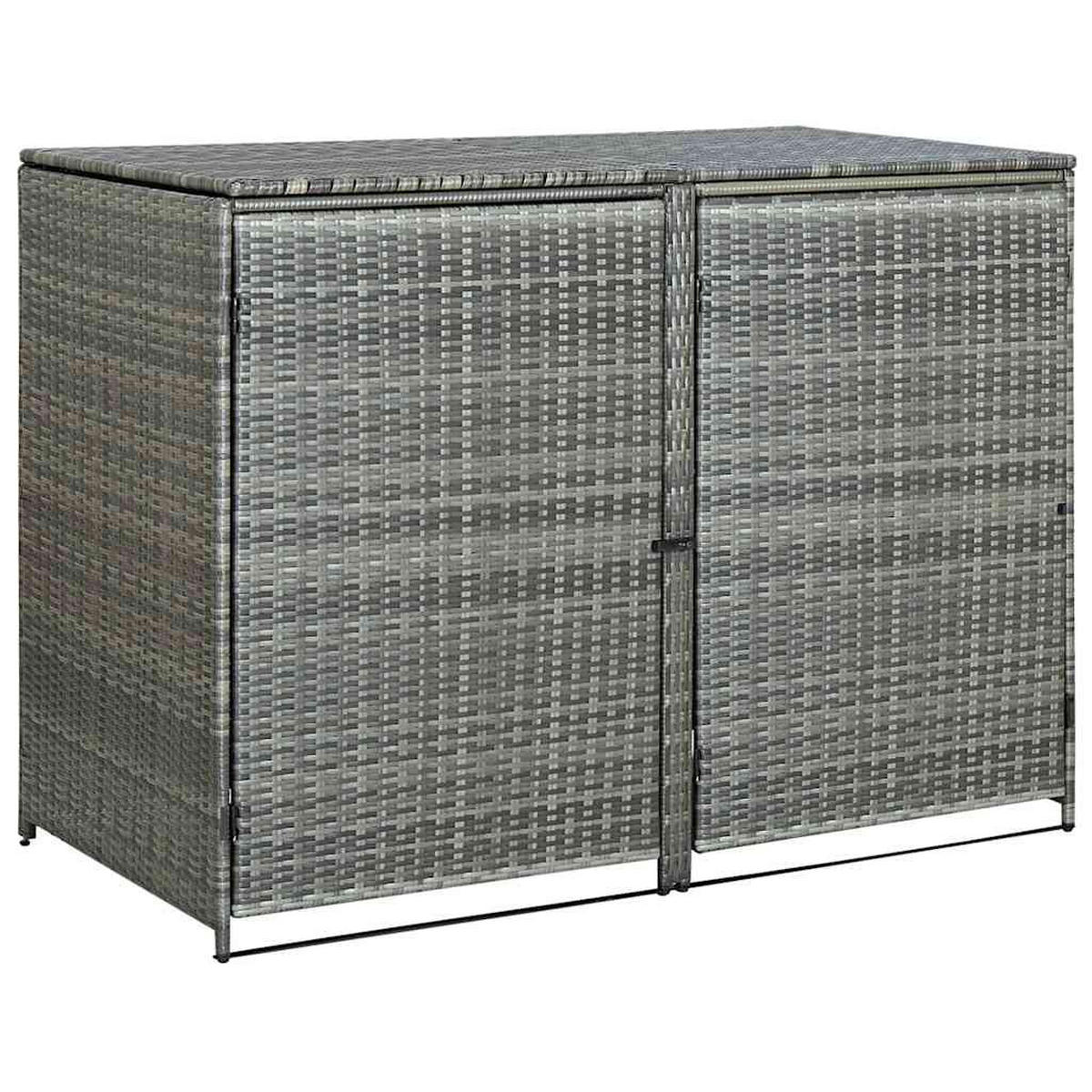 2ER Mülltonnenbox TRIE aus Rattan | 111x148x80cm Anthrazit | Für 2 Tonnen - Anthrazit, Kunststoff (148/111/80cm) - DELUKE