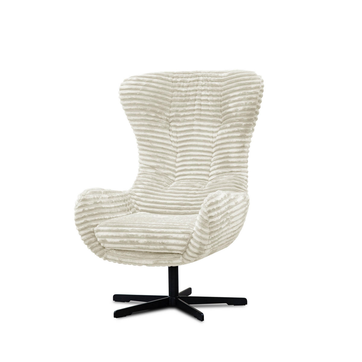SESSEL MONACO 1-Sitzer, Cordstoff ecru - Ecru/Schwarz, Holz/Textil (74/116/84cm) - Courtois Laville