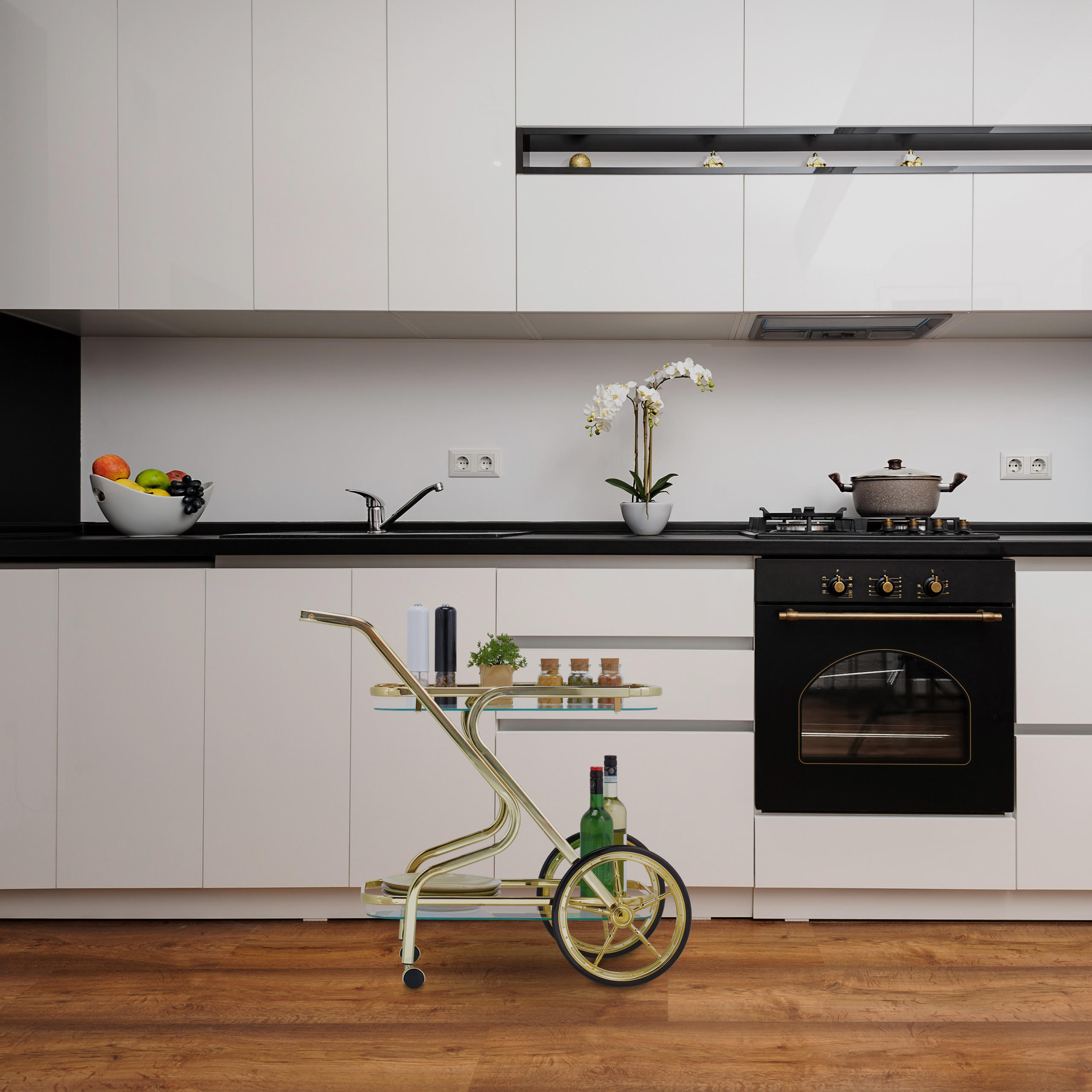 SERVIERWAGEN - Multicolor, Glas/Metall (43/80/85cm) - Relaxdays