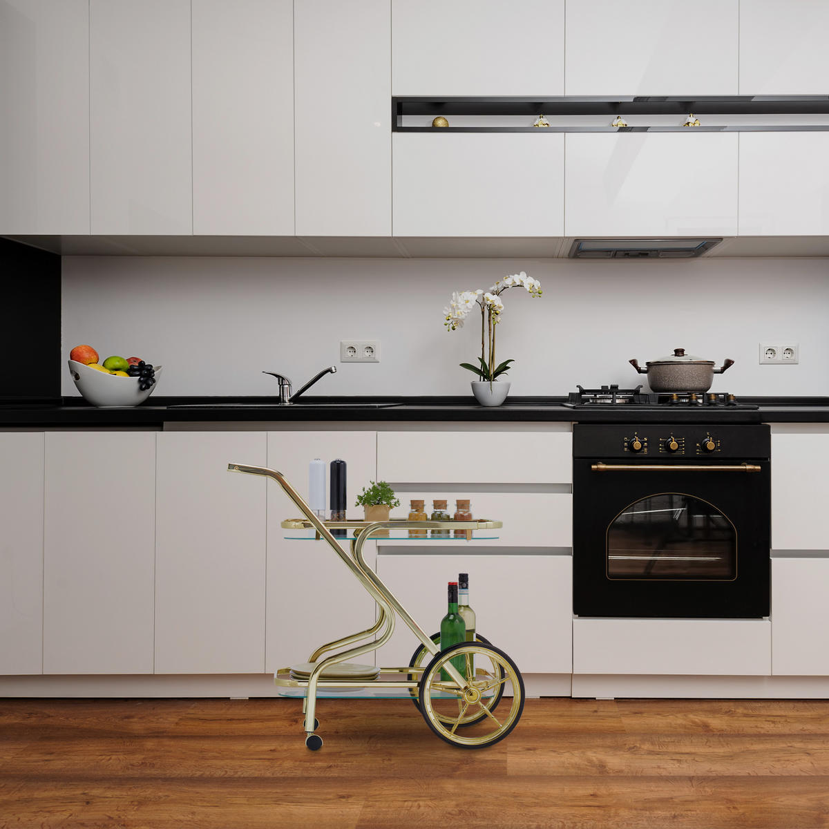 SERVIERWAGEN - Multicolor, Glas/Metall (43/80/85cm) - Relaxdays