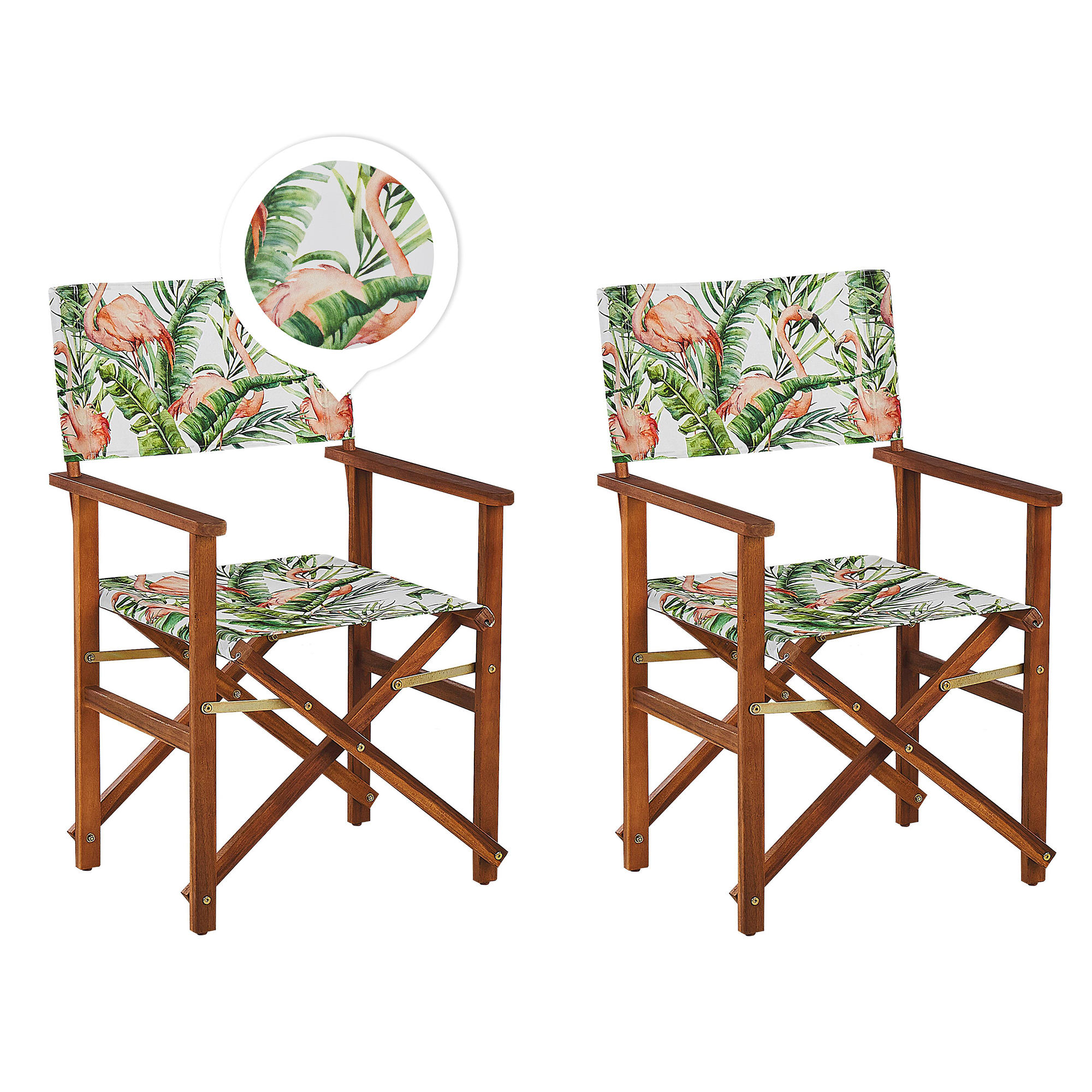 GARTENSTUHL 2er-Set Akazienholz dunkelbraun Auflagen cremeweiß/bunt Cine - Dunkelbraun/Multicolor, Holz (50/91/50cm) - Beliani