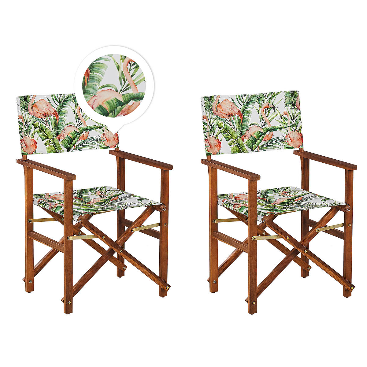 GARTENSTUHL 2er-Set Akazienholz dunkelbraun Auflagen cremeweiß/bunt Cine - Dunkelbraun/Multicolor, Holz (50/91/50cm) - Beliani